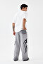 Unisex Washed Fabric Patterned Loose Fit Sweatpants - 4
