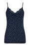 Women's Navy Blue Floral Patterned Lace Detailed Thin Rope Strap V-Neck Casual Athlete - 3