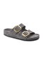 Mk205 Gray Genuine Suede Leather Full Covered Cork Sole Double Buckle Unisex Orthopedic Slippers