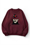 Unisex Soft Textured Ying Yang Printed Design Oversize 3 Thread Crew Neck Sweatshirt
