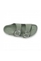 Mk205 Water Green Genuine Leather Full Covered Cork Sole Double Buckle Unisex Orthopedic Slippers - 3