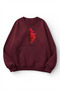 Unisex Soft Textured Red Tree Printed Design Oversize 3 Thread Crew Neck Sweatshirt