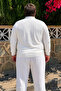 Men's Thick Premium Large Size White Zippered Sweatshirt - 6