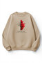 Unisex Soft Textured Red Tree Printed Design Oversize 3 Thread Crew Neck Sweatshirt
