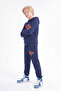 3 Thread Printed Winter Kangaroo Pocket Hooded Boys' 2-Piece Tracksuit Set 4 Pieces - 3