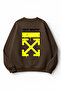 Unisex Soft Textured Off White Printed Design Oversize 3 Thread Crew Neck Sweatshirt
