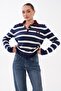 Women's Striped Patterned Collared Button Detailed Knitted Sweater 265230 - - 4