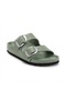 Mk205 Water Green Genuine Leather Full Covered Cork Sole Double Buckle Unisex Orthopedic Slippers - 4