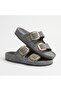 Mk205 Gray Genuine Suede Leather Full Covered Cork Sole Double Buckle Unisex Orthopedic Slippers - 6
