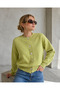 Women's Pistachio Green Steel Knit Button Detailed Knitwear Jacket - 2