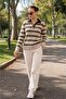 Women's Striped Patterned Collared Button Detailed Knitted Sweater 265230 -