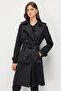 Apoletli Belted Cotton Trench Coat 6003