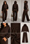 Women's Hooded Modal Set Oversize Top Wide Leg Pants - 4