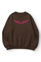 Unisex Soft Textured Tribal Printed Design Oversize 3 Yarn Crew Neck Sweatshirt