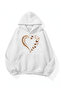 Unisex Soft Textured Leopard and Butterfly Heart Printed Design Oversize 3 Thread Hoodie Sweatshirt