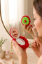 Chenille Flower Figured Cover with Mirror Keychain Chenille Bag Ornament and Makeup Mirror - 4