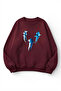Unisex Soft Textured Sapphire Whale Printed Design Oversize 3 Thread Crew Neck Sweatshirt