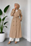 Women's Modal Tencel Belted Pocketed Lined Long Trench Coat - 5