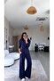Navy Blue Tie-Dye Imported Fabric Top and Bottom Set