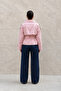 High Collar Belted Short Women's Trench Coat Jacket – Pink - 3