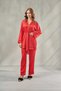 Women's Kimono Satin Dressing Gown and Long Pajama Set Peony & Belted Piping Stylish Home Wear Set Nightgown Set - 5