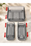 Expandable Drawer Organizer Set, 3-Piece Drawer Organizer (2 Medium + 1 Large) – Adjustable Reversible Plastic Drawer Dividers for Kitchen, Bathroom & Bedroom, Clear Smoke Blue