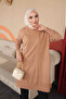 Biscuit Crew Neck Cufflink Mercerized Loose Knitwear Tunic - 3