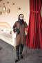Brown Collar Embroidered Cold Yarn Knitwear Cardigan - 3