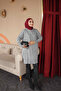 Gray Crew Neck Mercerized Loose Knitwear Tunic with Cufflinks - 3