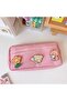 Kawaii Pink Multi-Compartment Pencil Case – Large Capacity Zippered Organizer Pen Holder (Ornaments on Top Not Included)