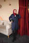 Navy Blue Collar Embroidered Cold Yarn Knitwear Cardigan - 2