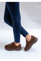5501 Eren Shoes&Bag Genuine Leather Flat Heels Rubber Lacing Detailed Comfortable Daily Shoes Real Leather Nubuck Brown - 4