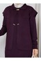 Full Length Stylish Knitwear Suit with Vest in Plum Color - 6