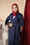 Navy Blue Collar Embroidered Cold Yarn Knitwear Cardigan