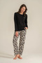 Women's Pajama Set, Combed Modal, 50% Cotton 50% Modal, Buttoned Collar, Embroidered, with Pockets - 7