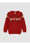 Ozmarka New Season Red Christmas Themed Boys' Knit Sweater - 2
