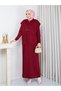Vest Full Length Stylish Knitwear Set Burgundy - 2