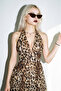 Leopard Patterned Flared Women's Strap Dress - 3