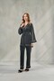 Women's Kimono Satin Dressing Gown and Long Pajama Set Peony & Belted Piping Stylish Home Wear Set Nightgown Set - 6