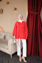 Red Piping Buttoned Kimono - 2