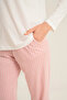 Women's Pajama Set, Combed Modal, 50% Cotton 50% Modal, Round Neck, with Pockets, Have a Super Day Printed - 3