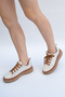 5502 Eren Shoes&Bag Genuine Leather Lace-Up Flat Heeled Casual Comfortable Shoes Real Leather Cream - 7