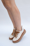5502 Eren Shoes&Bag Genuine Leather Lace-Up Flat Heeled Casual Comfortable Shoes Real Leather Cream - 8