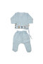 Baby boy blue camel patterned piquet blanket muslin organic 10 piece hospital discharge set - 2