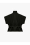 Belt Detailed Buttoned Stand Collar Short Sleeve Vest - 2