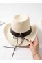 Unisex Buckle Detailed Straw Cowboy Hat Fedora Hat - 6