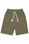 Boy's Beige Khaki Green Star Embroidered Hat and Muslin Shorts 3-Piece Set - 4
