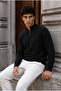 Lorenzo Premium High Collar Viscose Half Zipper Men's Knitwear Sweater - Black - 7