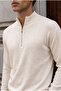 Lorenzo Premium High Collar Viscose Half-Zip Men's Knitwear Sweater - Sand Beige - 2