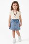 Girl's Ecru Tulle Floral Embossed Denim Skirt and Necklace Set